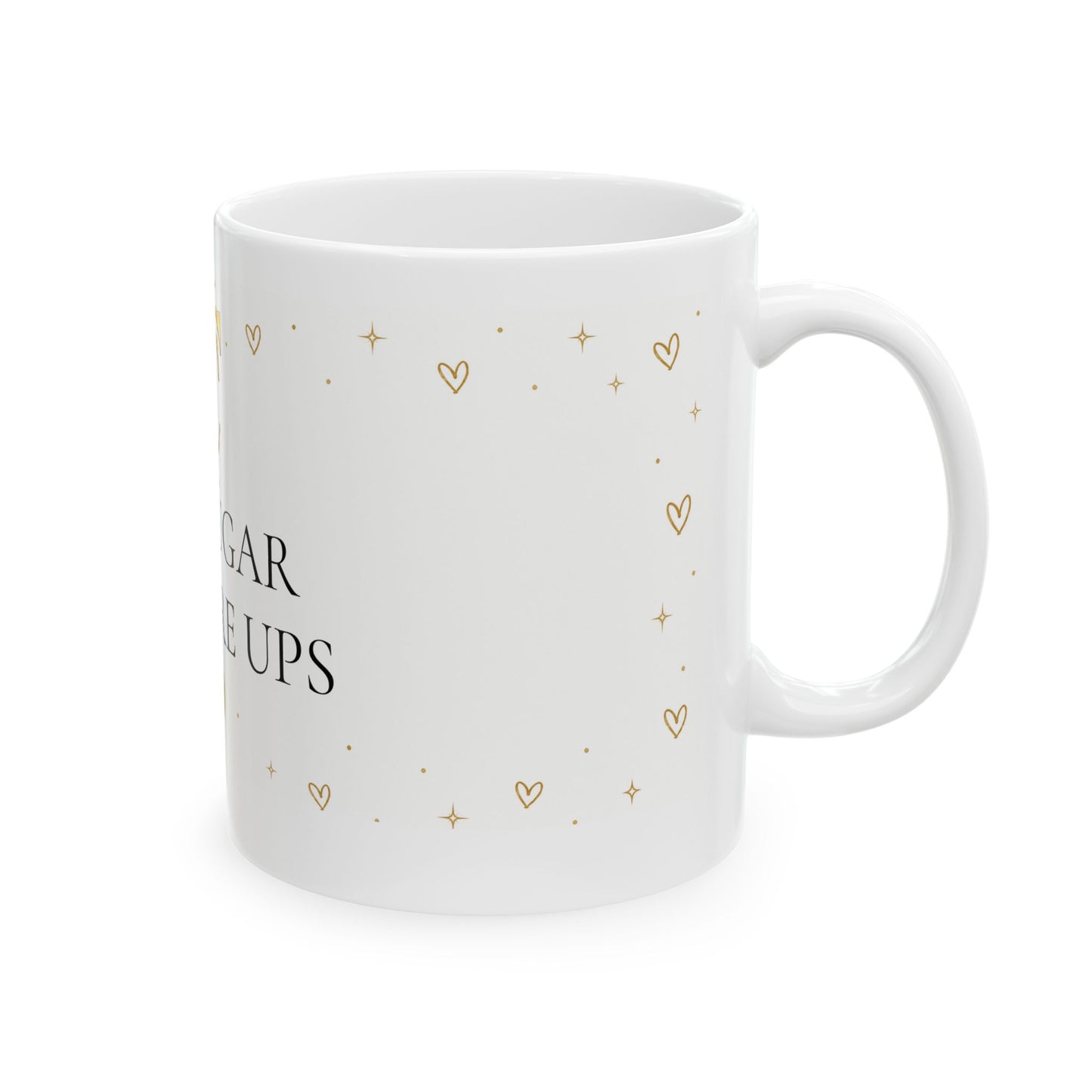 "Less Sugar No Flare Ups" Gold Heart Inspirational Coffee Mug