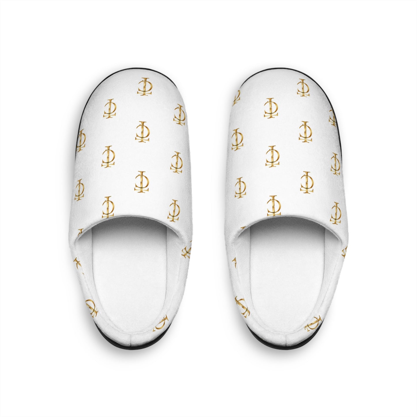 Men’s Routine Slippers — White & Gold Comfort Slip-Ons