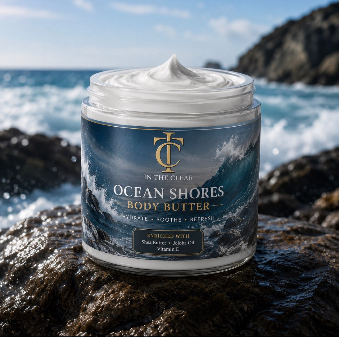 Whipped Ocean Scented Body Butter, Natural Blend Body Care Moisturizer to Hydrate Skin, Single Jar